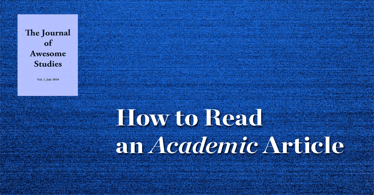 How to read an academic article